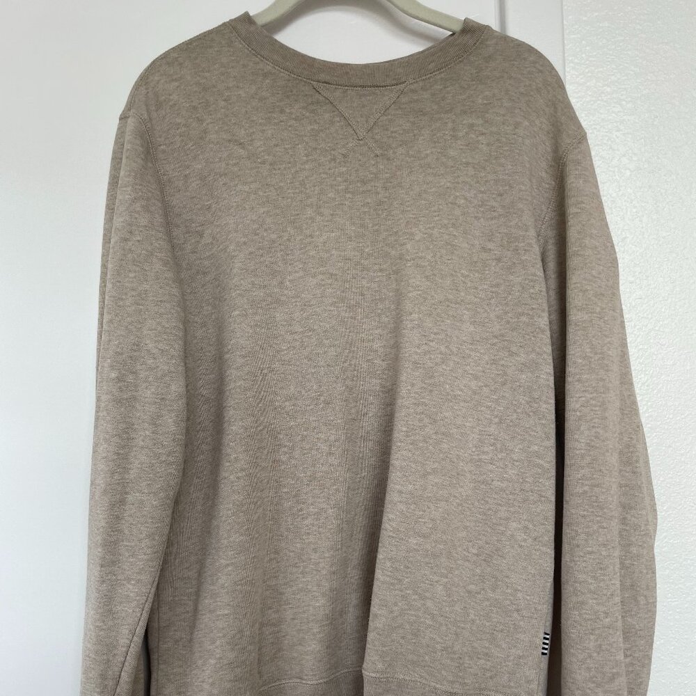 Five Four Heather Beige Gray Crew Neck Pullover Sweatshirt, Size Medium